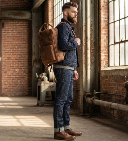 Cestovní batoh z bůvolí kůže - Buffalo Bill