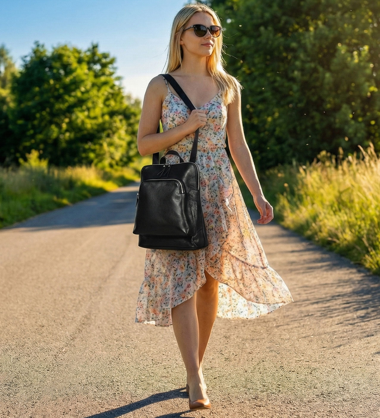 Kožený batoh a taška přes rameno 2v1 – Crystal Lane