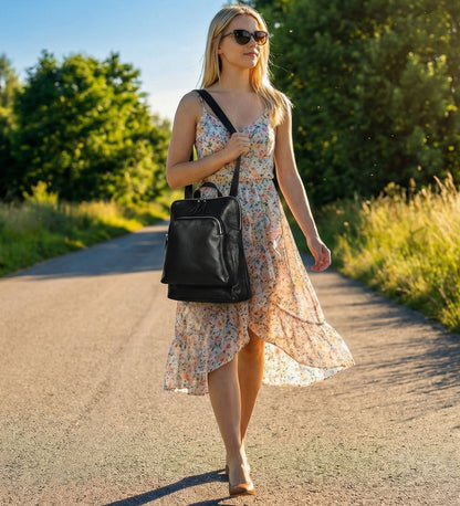 Kožený batoh a taška přes rameno 2v1 – Crystal Lane