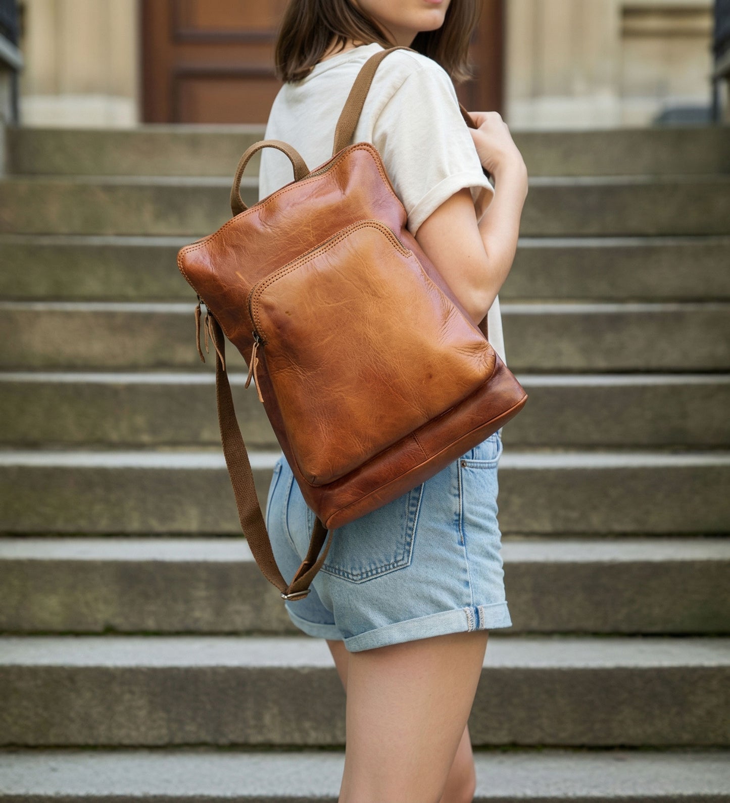 Kožený batoh a taška přes rameno 2v1 – Crystal Lane