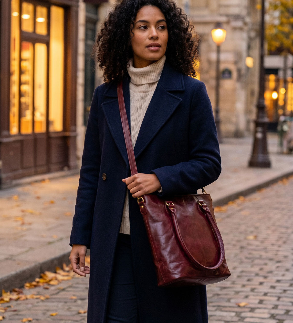Kožená shopperka přes rameno - Morning Whisper